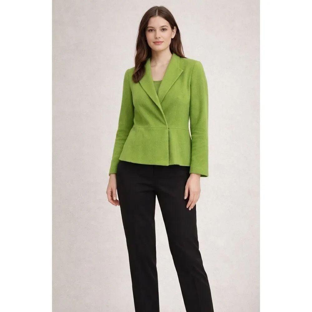 Eileen Fisher Green Wool Cashmere Blazer XS Tailored Jacket